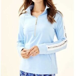 Lilly Pulitzer Skipper Popover Sweatshirt XS Peak A Boo Lace Preppy Golf Tennis